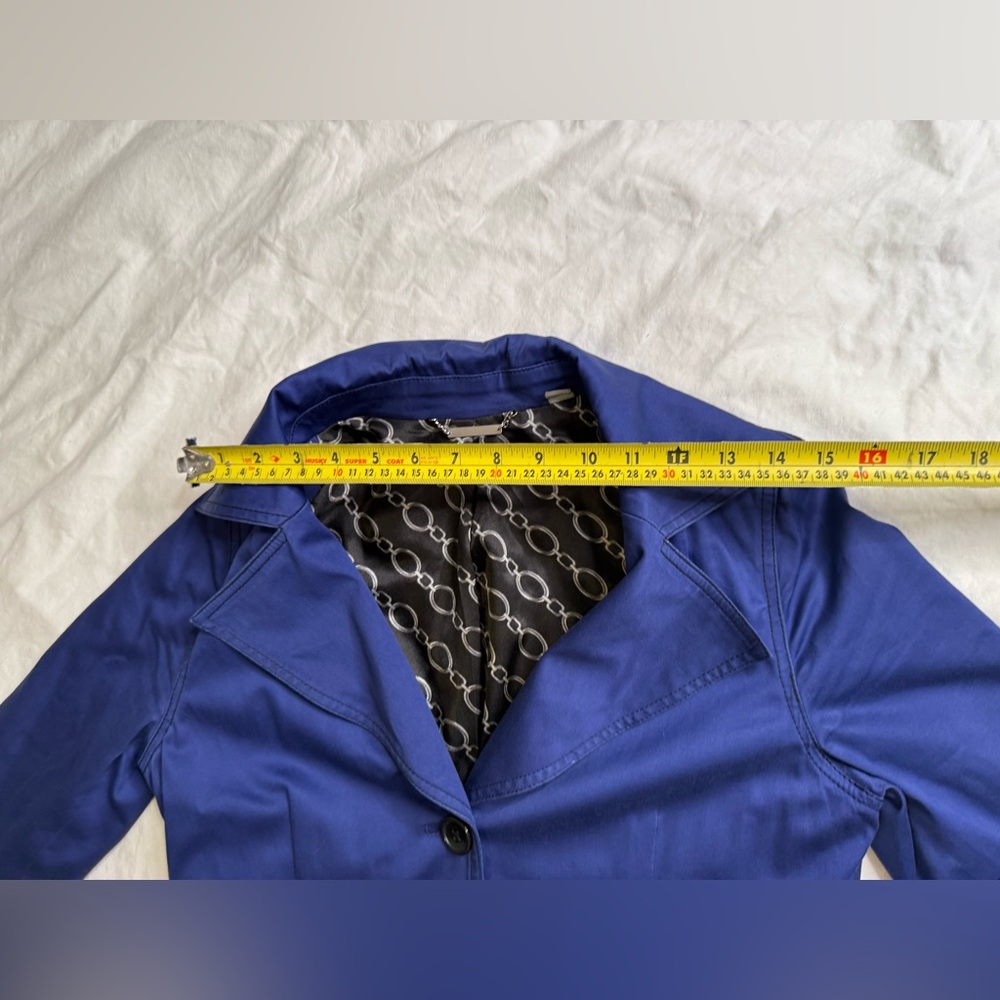 Apt. 9 Cobalt Blue Cotton Blend Trench Coat Belted Classic Spring Jacket Small - Picture 12 of 12